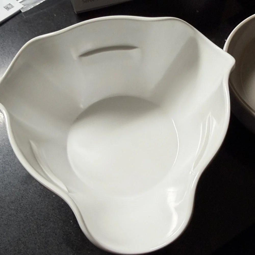 Double Dish Serving Bowl - Cream and White - Picture 2 of 6